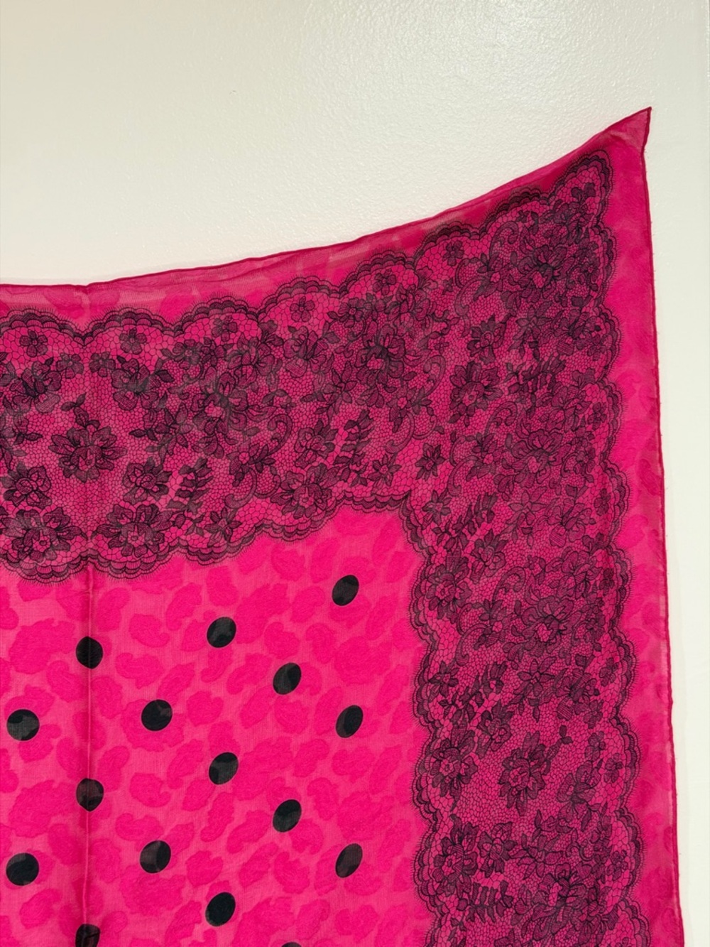 Givenchy Pink and Black Lace-Print Scarf - Picture 6 of 10